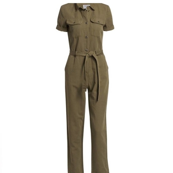 Frame Army Green Green Short Sleeve Belted Jumpsuit Size XS - Picture 3 of 15